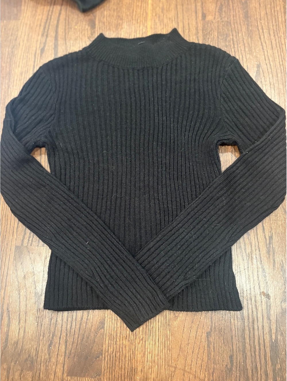 Divided Black Ribbed Knit Sweater Size M